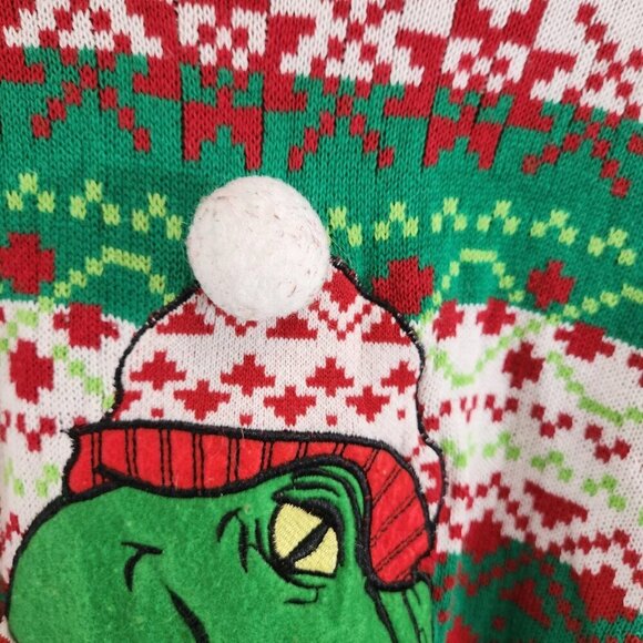 33 Degrees Dinosaur Christmas Sweater Size S T-Rex Hat Scarf Ugly Xmas Party - Picture 4 of 11